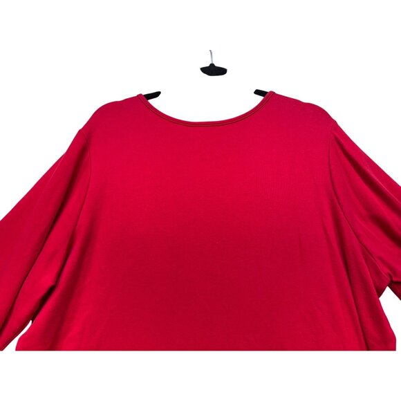 Quacker Factory 3/4 Sleeve Shirt American Flag Heart Rhinestone Design 2X Red - Picture 9 of 9